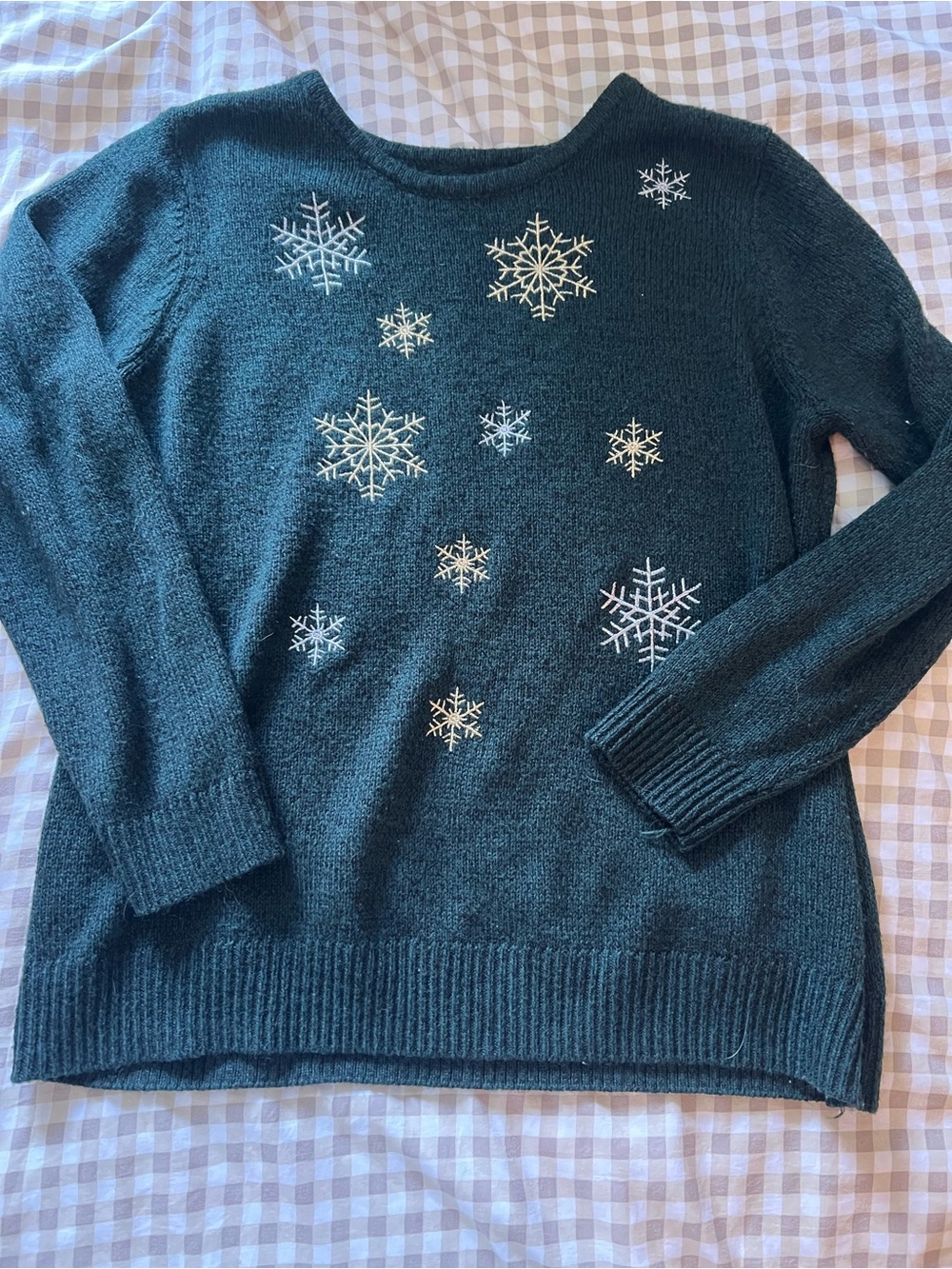 croft & barrow Dark Green Snowflake Crewneck Sweater